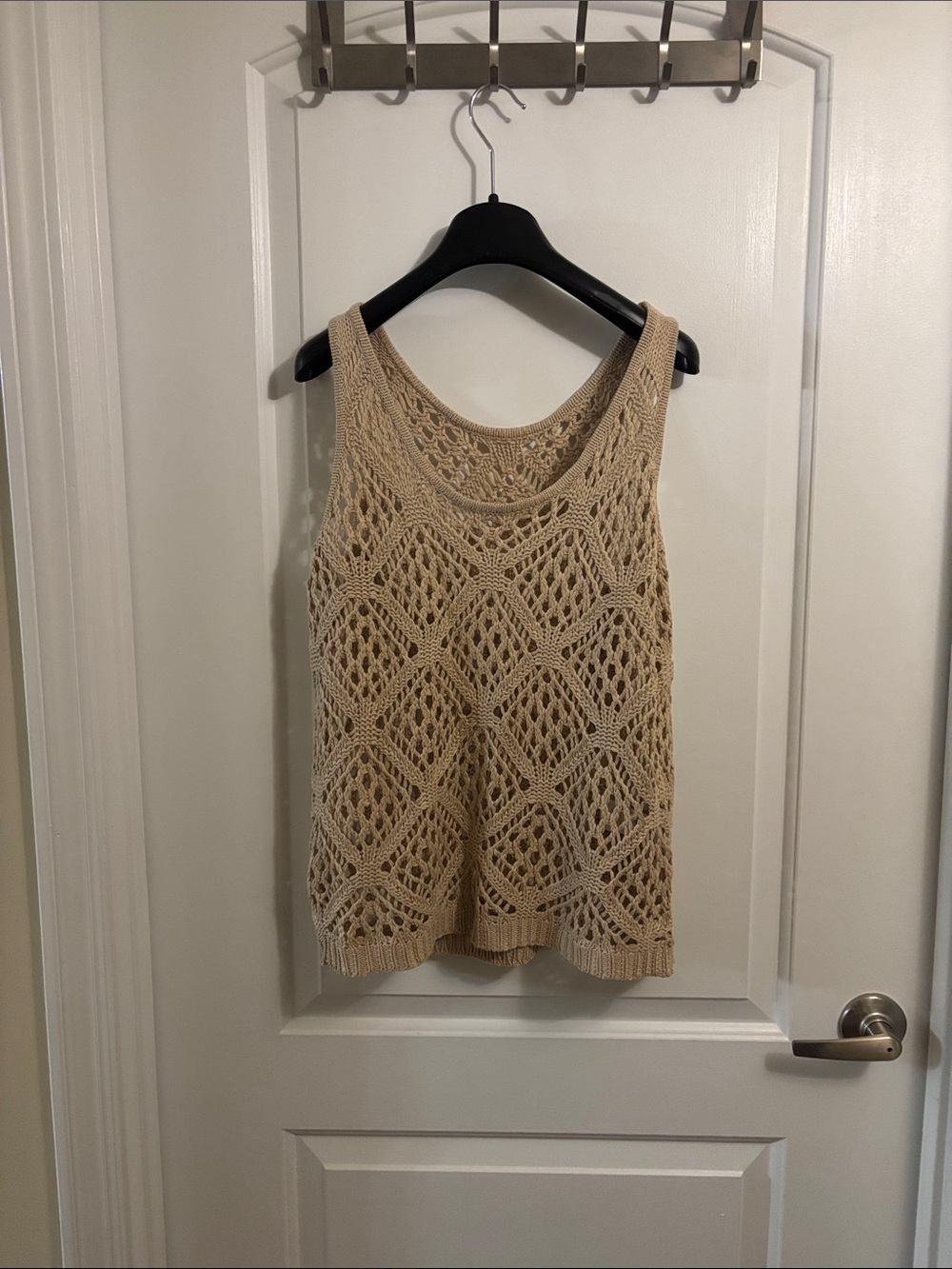 Women’s Crochet Tank Top in Beige - Picture 1 of 3